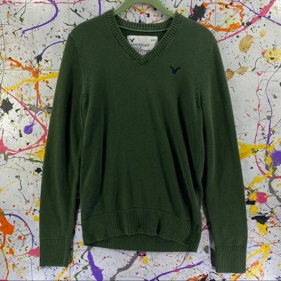 American Eagle Outfitters V-Neck Sweater Hunter Green Size XS - Picture 2 of 5